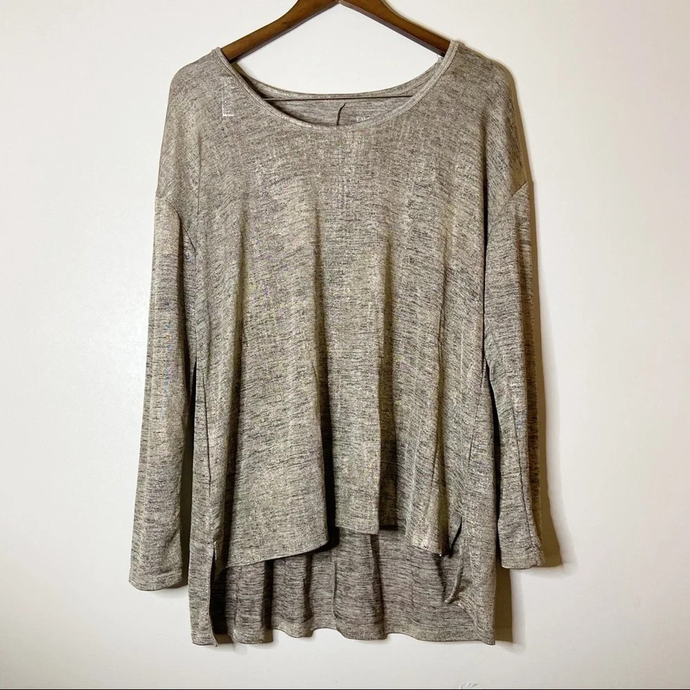 Gold Metallic Tunic LANE BRYANT Top Scoop Neck Slouchy Relaxed Blouse Size 16/18 - Picture 1 of 8